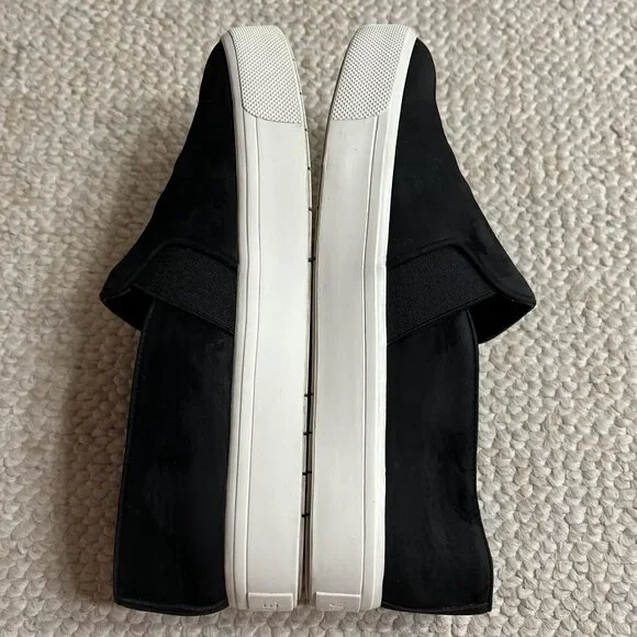 Designer Vince Warren Women's Size 6 Black Suede Platform Slip On Sneakers Shoes - Picture 5 of 12